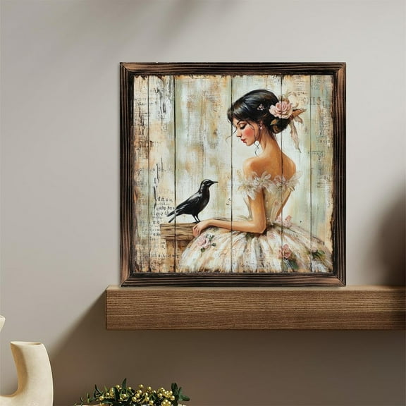 Ballerina With Raven Art Wooden Sign Wall Plaque - Vintage Art Decoration, Wall Decoration - Ideal Gift For Home Decoration, Living Room, Bathroom, Bedroom, Garden, Dining, Bar, Cafe, Festival Part