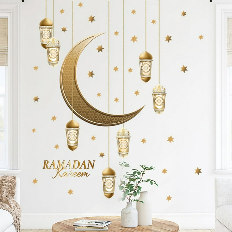 HAIEED Ramadan Decorations for Home Stickers, Islamic Muslim Wall  Stickers,Eid Mubarak Ramadan Decor Moon Lantern Stickers Decals, Window  Clings for