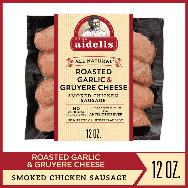Aidells® Smoked Chicken Sausage, Roasted Garlic & Gruyere Cheese, 12 oz