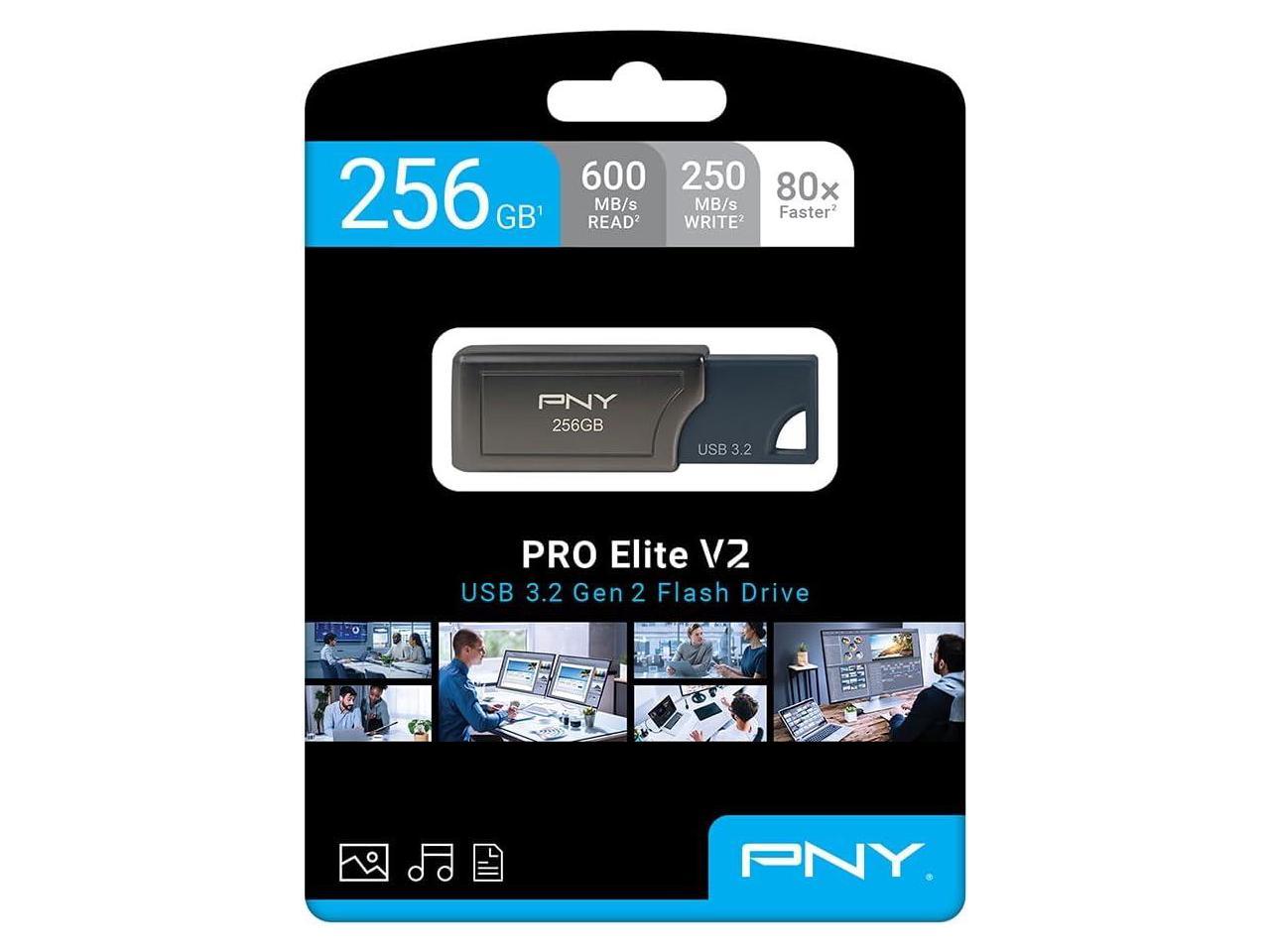 PNY PRO Elite V2 USB 3.2 Gen 2 Flash Drive - 256 GB - USB 3.2 (Gen 2) - 600 MB/s Read Speed - 250 MB/s Write Speed - Black - 2 Year Warranty - image 4 of 4