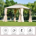thumbnail image 4 of Gazebo for Outdoors, 10.5 x 10.5 ft Patio Gazebo for Shade and Rain, Backyard Relaxing Canopy Tent with Double Roof and Mosquito Netting, Fits for Lawn, Poolside, Deck, Party, Beige, D1139, 4 of 12