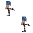 thumbnail image 4 of Calcetines hasta la rodilla Qarigey 1 par Rayas negras Cómodo Cálido, 4 of 6