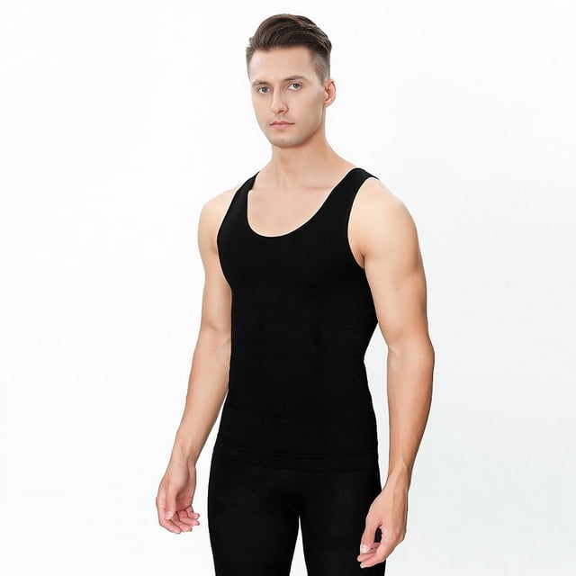 Chaleco fino moldeador para hombre, ropa interior sin costuras, camiseta ajustada para el abdomen, camiseta deportiva básica