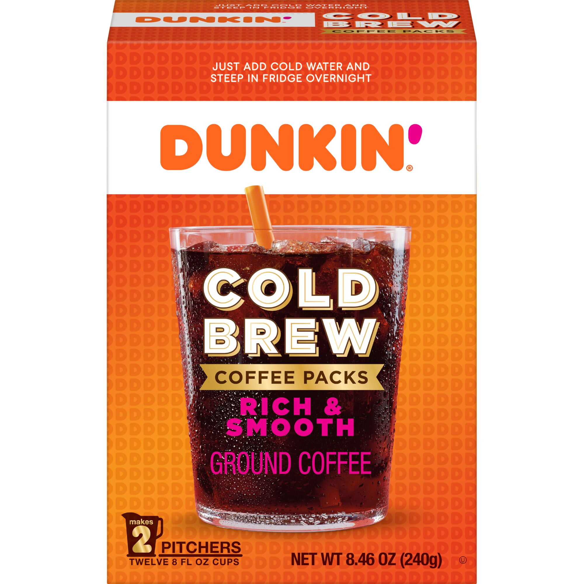 Dunkin' Cold Brew Coffee Packs, Smooth & Rich Ground Coffee, 8.46Ounce