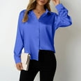 thumbnail image 7 of Otntypg Satin Blouses for Women Silk Button Down Shirts Dressy Casual Long Sleeve Shirt Elegant Ladies Business Office Work Tunic Tops Blue S, 7 of 7