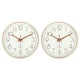 thumbnail image 1 of Reloj de pared Uxcell de 8" a pilas, silencioso y sin tictac, reloj redondo, blanco y dorado, paquete de 2, 1 of 6