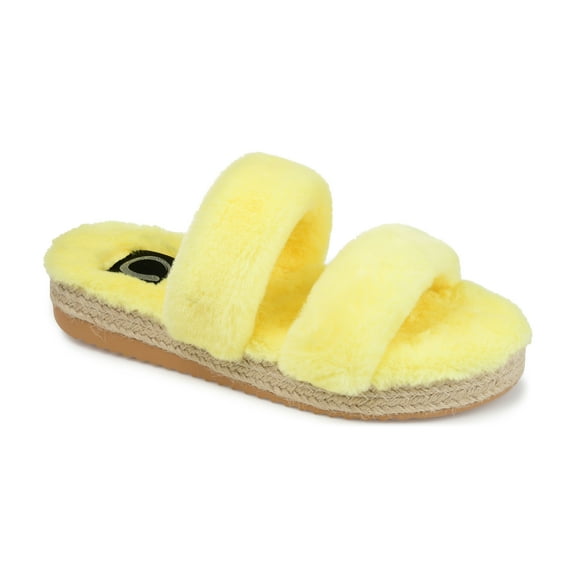 Journee Womens Relaxx Faux Fur Espadrille Slippers