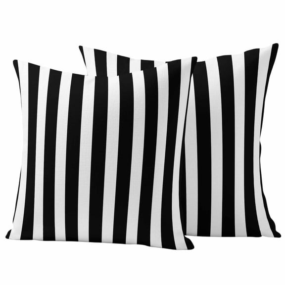Striped Black White Outdoor Waterproof Throw Pillow Covers Set of 2, 24"x24", Classic Vertical Striped Simple Decorative Pillow Covers Outside Cushion Case for Patio Porch Garden