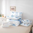 thumbnail image 6 of Manfei Blue Princess Bow 7-Piece Twin Bedding Sets For Girls,Watercolor Bowknot Print Bedding Comforter Set For Kids,Reversible, 6 of 7