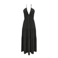 thumbnail image 5 of QUNYINEY Cotton And Linen Womens Dresses Sleeveless Black Maxi A Line Slip Dress V Neck Flowy Summer Loose Fit Black Dresses, 5 of 6