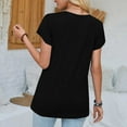 thumbnail image 5 of Womens Casual T-shirts Pleated V Neck Tops for Summer Soft Polyester Cotton Petal Short Sleeve Basic Tee Shirt (X-Large, Black), 5 of 6