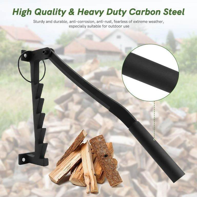 Xverycan Wall Mounted Kindling Splitter, Heavy Duty Steel Firewood Cracker, Portable Manual Wood Log Splitter With Safety Ring, For Indoor Fireplace Heating, Outdoor Campfire (Regular