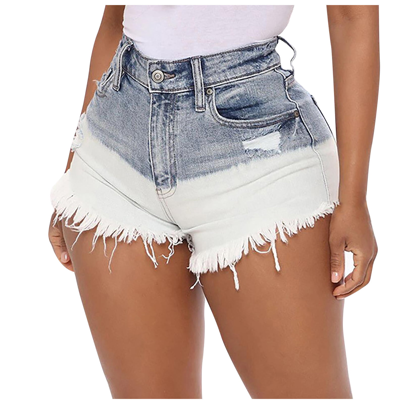 Womens Denim Shorts Summer Classic Ripped Destroyed Distressed Jeans Leggings Comfortable Stretch Skinny Pants bo