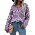 thumbnail image 2 of Loose Knit Pullover, Thick Women Loose Sweater Comfortable Baggy Long Sleeves Color Contrast Pattern Acrylic Polyester For Home ANGGREK Otros, 2 of 6