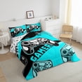 thumbnail image 4 of Feelyou Gaming Gamer Kids Bedding Comforter Set, Game Gamepad Controller Twin Comforter Sets, Cyan Cartoon Style Reversible Bedding Set, Super Cozy Room Decor, 2pcs, 4 of 9