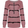 thumbnail image 4 of Lumento New Striped Pullover Tops Blouse for Women Autumn Fall Thin Casual Stylish Long Sleeve Shirt Zip Tops Pink XL, 4 of 6