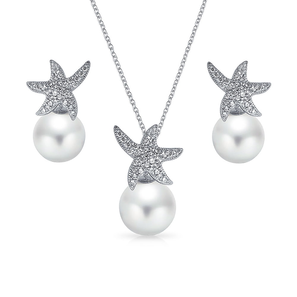 Starfish x pearl earrings