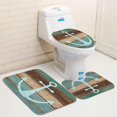 thumbnail image 4 of Juegos de cortina de ducha de anclaje náutico de 4 piezas con alfombras, cortinas de baño con alfombra antideslizante, tapa de inodoro, alfombra de baño y 12 ganchos de 72x72 pulgadas Feliz Sencillez, 4 of 4
