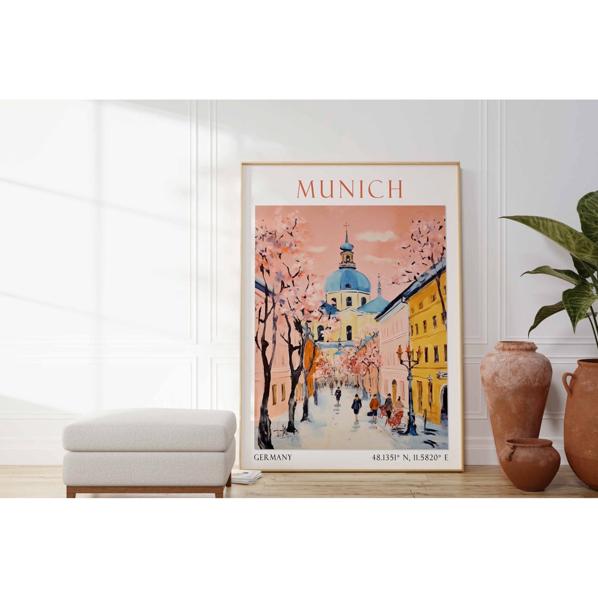 Munich Germany City Poster With Vintage European Travel Style