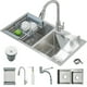 thumbnail image 1 of Fregadero de cocina acero inoxidable,Fregadero De Cocina de Doble Tazón, 80 * 45 * 21cm Fregadero De Barra con Grifo y Escurridor de Platos,con Dispensador de jabón, para Baño, Cocina, Bar, 1 of 8