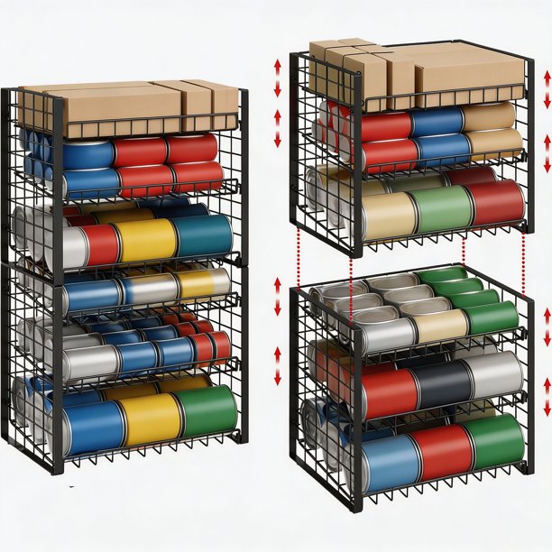 Organizador apilable de 3 niveles para despensa, soporte ajustable para latas de alimentos enlatados, sopa, bebidas de soda, dispensador de latas con niveles para clóset de cocina