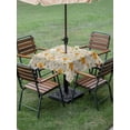 thumbnail image 4 of Outdoor Tablecloth with Umbrella Hole for Patio/Picnic/Party/Camping, Spring Daisy Waterproof Table Cloth Square Cover Washable, Country Vintage Yellow White Floral Leaf (60"x 60"), 4 of 8