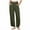 Army Green—Women Linen Pants, variant on Sijiajgjfu Drawstring Linen Pants for Women 2025 Summer Side Slit Ankle Harem Pant Wide Leg Beach Palazzo Trousers Army Green XL