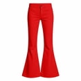 thumbnail image 4 of WhouRiu Girls Casual Flared Pants Fashion Solid Color Rigid Waist Trousers With Pockets Kids Back To School Comfortable Everyday Wear,9-10 Years, 4 of 7