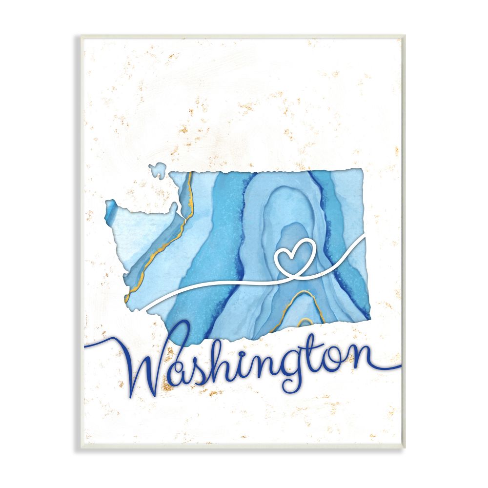 Stupell Industries Washington Agate Blue US State Design Wall Plaque by Ziwei Li