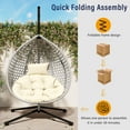 thumbnail image 6 of Indoor Outdoor Hammock Chair With Stand, Rattan Egg Swing Hanging Chair With Cushion For Balcony Bedroom Garden, 6 of 17