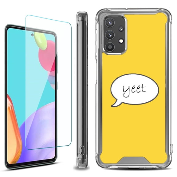 Shockproof Bumper Phone Case for Samsung Galaxy A53 5G, with Tempered Glass Screen Protector, by OneToughShield ® - Yeet