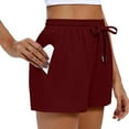 thumbnail image 7 of Cotton Shorts Summer Casual Soft Lounge Short Pants for Women with Pockets Drawstring Elastic Waist Sweatshorts (S, Wine), 7 of 7