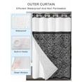 thumbnail image 4 of No Hook Shower Curtain with Snap-in Liner, Black Flowers Waterproof Fabric Bathroom Curtains, Spring Floral Farmhouse Retro Art Bath Curtains & Mesh Top Window Narrow 36"x78", 4 of 9