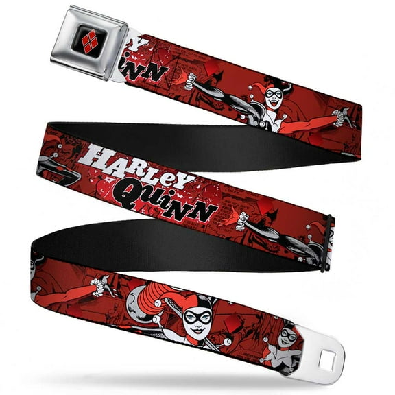 Harley Quinn Diamond Full Color Black Red Harley Quinn Poses Comic Book Seatbelt Belt Standard