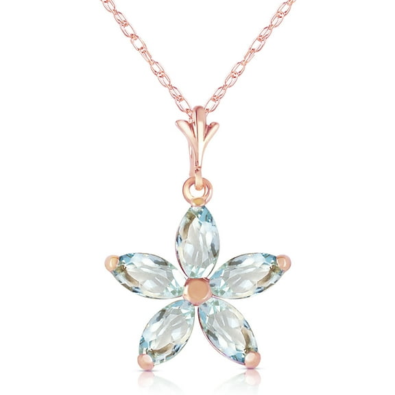 Galaxy Gold 14K Rose Gold Aquamarine Pendant Necklace - March Birthstone - Courage & Clarity - 16" to 24" - Fine Jewelry for Women