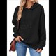 thumbnail image 3 of Sudadera con Capucha para Mujer, Informal, de Larga, con Cordón Ajustable, Estilo Waffle, Holgada, con Bolsillo. Negro L, 3 of 10