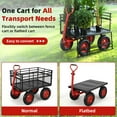 thumbnail image 4 of Heavy-Duty Wagon Dump, 1440lbs Steel Garden Dump Cart with Removable Mesh Sides, 2 in 1 Push and Pull 180° Rotating Handle & 16in All Terrain Wheel for Garden, Yard, 4 of 7