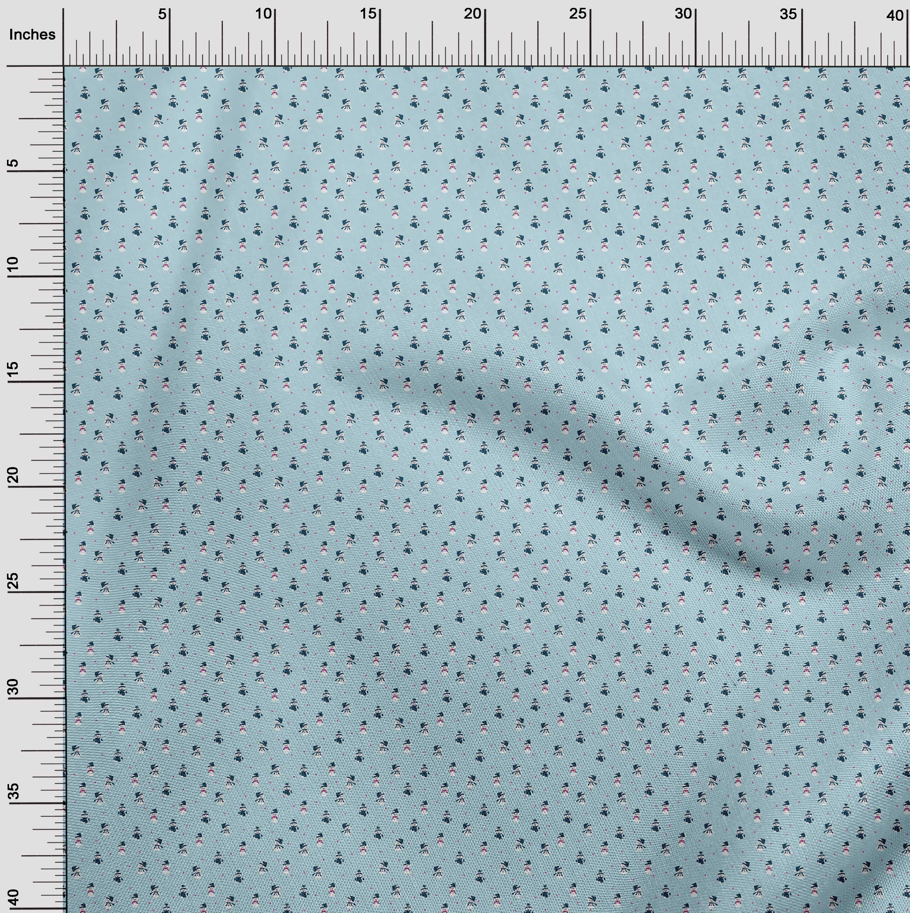 oneOone Cotton Poplin Light Blue Fabric Christmas Sewing Material Print Fabric By The Yard 42 Inch Wide