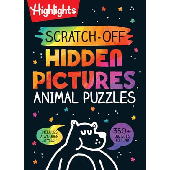 Pre-Owned Scratch-Off Hidden Pictures Animal Puzzles: Scratch-Off Hidden Pictures Animal Puzzles (Highlights Scratch-off Activity Books) 64-page Scratch-off Activity Book, Discover Hidden Pictures and Scrat...