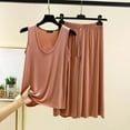 thumbnail image 2 of Jinhomg Womens Summer Lounge Sets Breathable Comfy Sleeveless Tank Tops with Wide Leg Capri Pants 2 Piece Lightweight Home Pajamas Khaki XL, 2 of 4