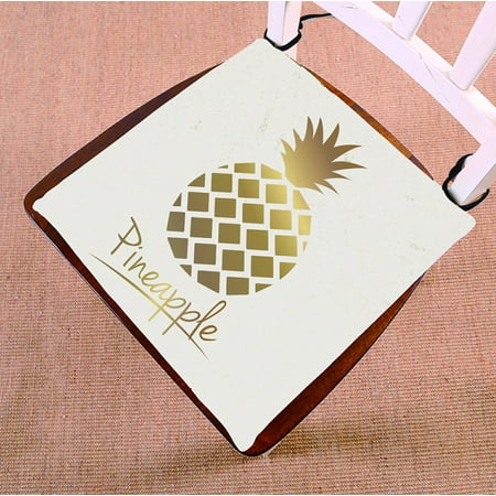 

PHFZK Tropical Beach Chair Pad Gold Foil Art Pineapple Seat Cushion Chair Cushion Floor Cushion Two Sides Size 16x16 inches