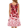 thumbnail image 3 of Renewold Soft Summer Tank Dresses for Women Valentine's Day Round Neck Pull on Sleeveless Dress Red Heart Butterfly High Waistline Knee Length Dress Size L, 3 of 6