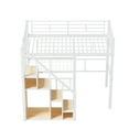 thumbnail image 5 of Euroco Metal Twin Loft Bed with Shelves, Wardrobe and Grid Design for Kids Teens Room, White, 5 of 10