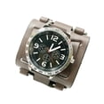 thumbnail image 4 of Reloj de pulsera para hombre, de cuero, con números romanos, correa ancha, estilo punk hip hop. Marrón, 4 of 9