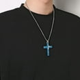 thumbnail image 3 of HZMAN Men's Stainless Steel Jesus Christ Crucifix Cross Lord's Prayer Pendant Necklace (Blue) …, 3 of 8