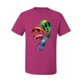thumbnail image 2 of Wild Bobby, Trippy Neon Melting Skulls Men's Graphic T-Shirt, Fuschia, 4XL, 2 of 3