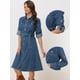 thumbnail image 3 of Vestido camisero de mezclilla Allegra K para mujer con botones de manga larga y Cinturón Clásico Jean Azul XS, 3 of 6