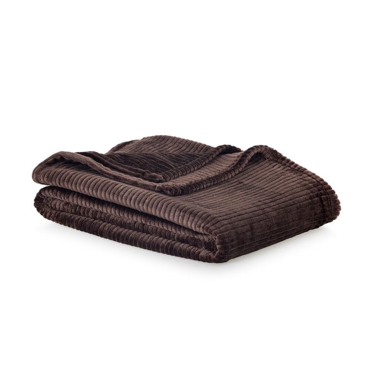 Berkshire Life Ribbed Velvet Plush Brown Throw Blanket photo 8