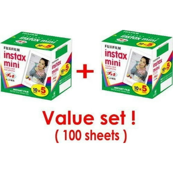 Fujifilm Instax Mini Instant Film, 10 Sheets of 5 Pack Ã— 2 (100 Sheets)