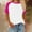 Hot Pink, variant on Rezuofi 2 Pcs Ringer Tee Women Crew Neck Color Block Basic Summer Casual Short Sleeve T Shirt